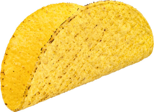 Empty corn taco shell isolated