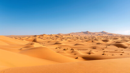 Fototapeta na wymiar Sandy Desert Sand Dunes Under a clear blue sky