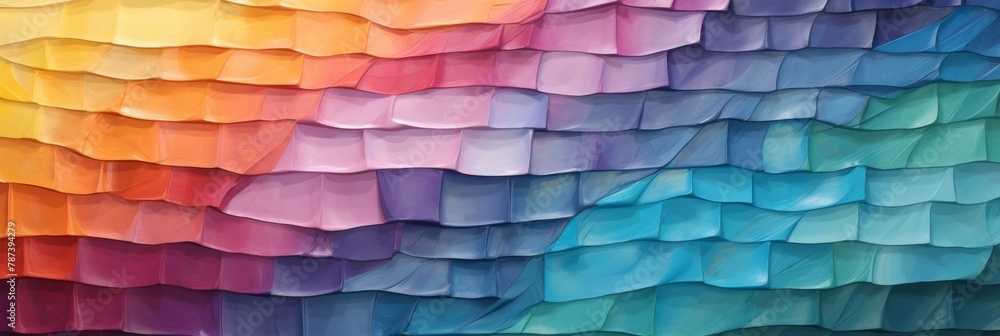 Poster Abstract Background Design. Rainbow Colors In Textured Scale Pattern. Generative AI
