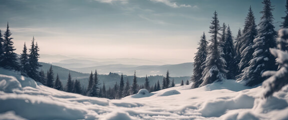 winter beauty there are fir trees covered in white snow