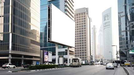 Obraz premium Advertisement mockup Blank empty billboard on the city street in Dubai UAE : Generative AI