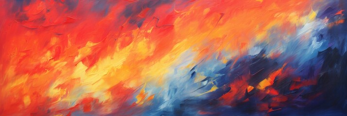 Abstract Painting With Bold Red And Blue Strokes. Abstract Artistic Flame Background. Generative AI - obrazy, fototapety, plakaty