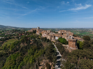 Fototapeta na wymiar Ancient city of Trea in central Italy from a bird's eye view