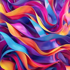 Vibrant 3D flowing ribbons in a seamless abstract loop
