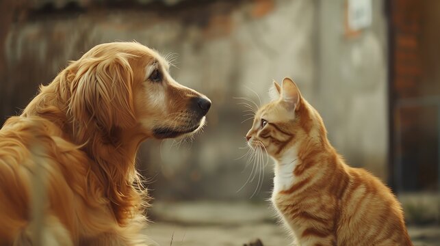 Write a romance story about a dog and a cat from rival families who fall in love against all odds, sparking a Romeo and Julietesque conflict between their owners