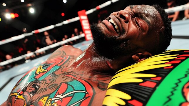 Despite the pain, the fighter refuses to back down, displaying remarkable resilience ,