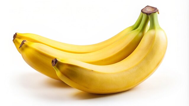 Three bananas on a white background
