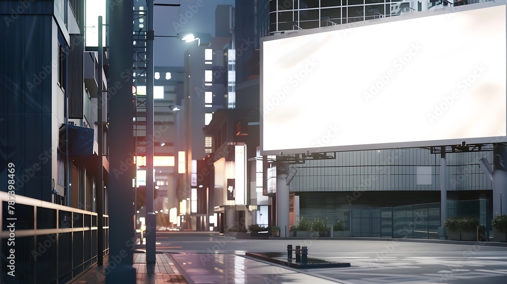 Poster billboard rectangular white mockup city advertisement on the parking image : generative ai