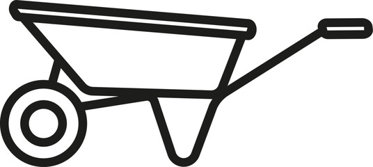 Wheelbarrow icon. Vector. Line style.