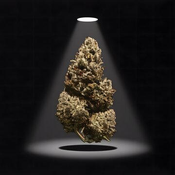 A striking, minimalistic colorful illustration of a colossal marijuana joint, illuminated by a single harsh spotlight.