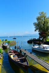 Fototapeta premium Chiemsee, Fraueninsel, Boote, Fischerboote
