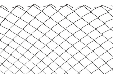 The texture of the metal mesh on a white background. Torn steel, metal mesh with holes