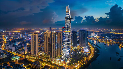 Aerial view of Landmark 81 in Ho Chi Minh city