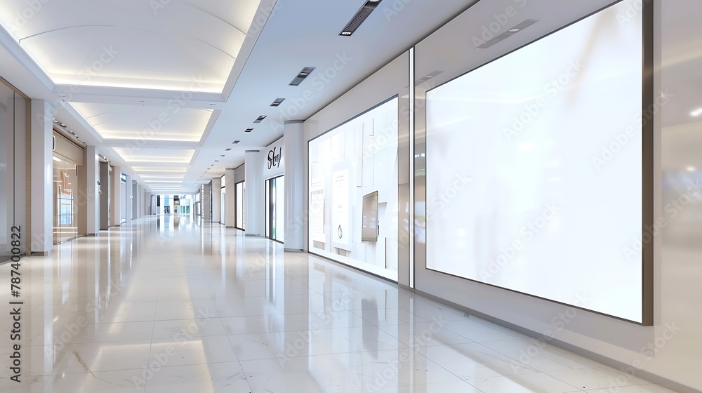 Poster empty billboard for mock up in modern shopping mall : generative ai