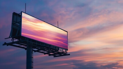 Empty large vertical billboard at sunset time : Generative AI