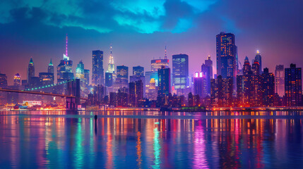 Fototapeta na wymiar New york city by night perfect view of newyork