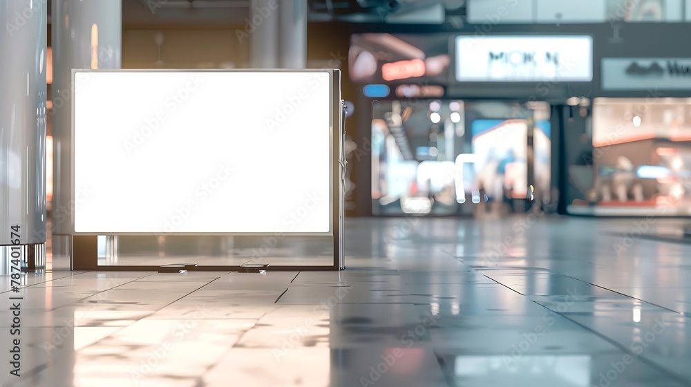 Poster mock up billboard banner store showcase window inside the shopping mall : generative ai