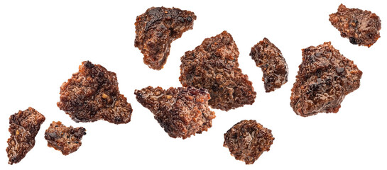 Fried ground beef, grilled mince beef meat isolated on white background