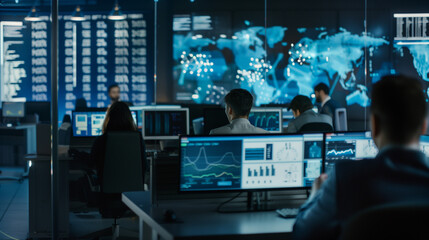 In a cybersecurity operations center (SOC), vigilant analysts monitor network traffic, investigate security incidents, and respond to threats in real-time.