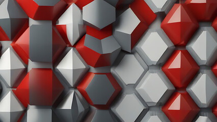 A grey and red hexagons modern style background illustration, copyspace, random