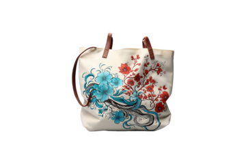 Printed Cloth Bag on transparent background.