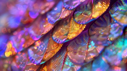 A butterfly wing, with the iridescent scales and intricate patterns brought to life in a macro photograph. 3D rendering - obrazy, fototapety, plakaty
