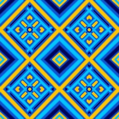 Seamless ikat pattern geometric Abstract folklore ornament Tribal ethnic illustration background - obrazy, fototapety, plakaty