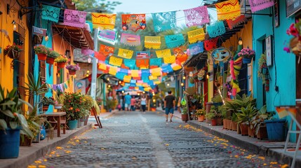 Fototapeta premium The Cinco De Mayo Festival Decorations in City