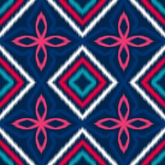 Seamless ikat pattern geometric Abstract folklore ornament Tribal ethnic illustration background