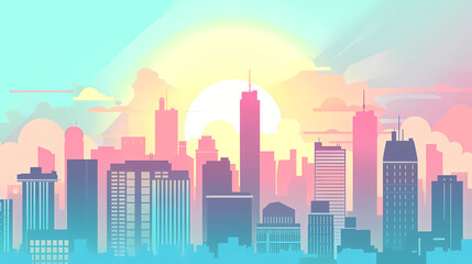 Fototapeta premium Geometric city background with a beautiful skyline