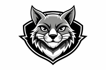 cat mascot logo vector with solid black and white 