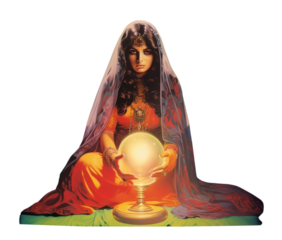 PNG A female gazing into a crystal ball portrait adult art