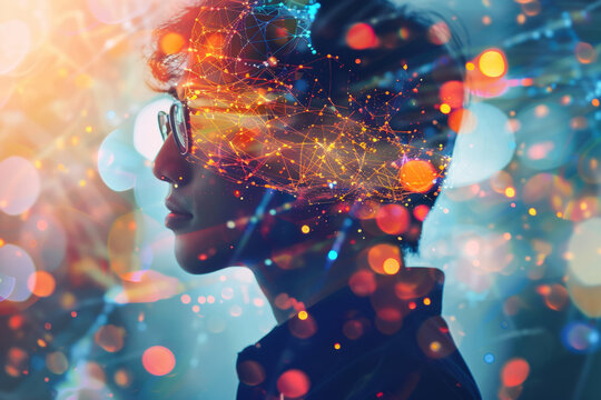 Entrepreneur on a fuzzy backdrop utilizing digital AI