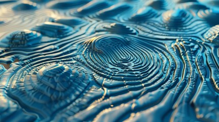 A fingerprint as a topographical map, with deep valleys and rolling hills. - obrazy, fototapety, plakaty