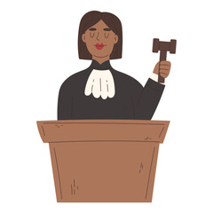 Judge woman with gavel in uniform