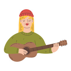Musician girl playing the guitar