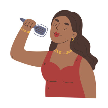 Singer Woman singing with microphone