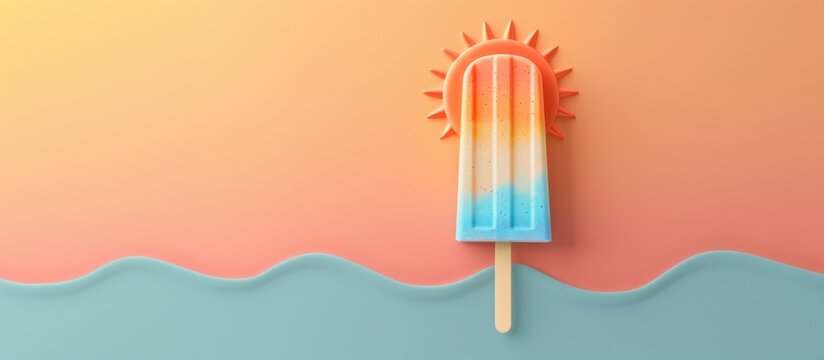 Sunny Summer Vibes: Peach and Blue Gradient Popsicle Celebrating Seasonal Warmth