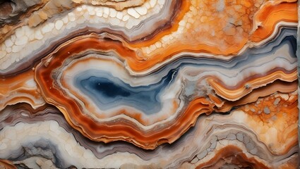 Background of agate rock. The smooth bands on it were created by volcanic activity, and they contain faint echoes of the geological processes that shaped the history of our world. - obrazy, fototapety, plakaty