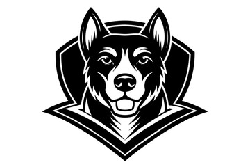Dog mascot logo vector with solid black and white 