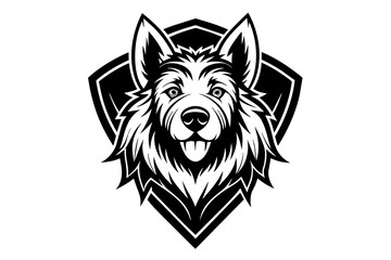 Dog mascot logo vector with solid black and white 
