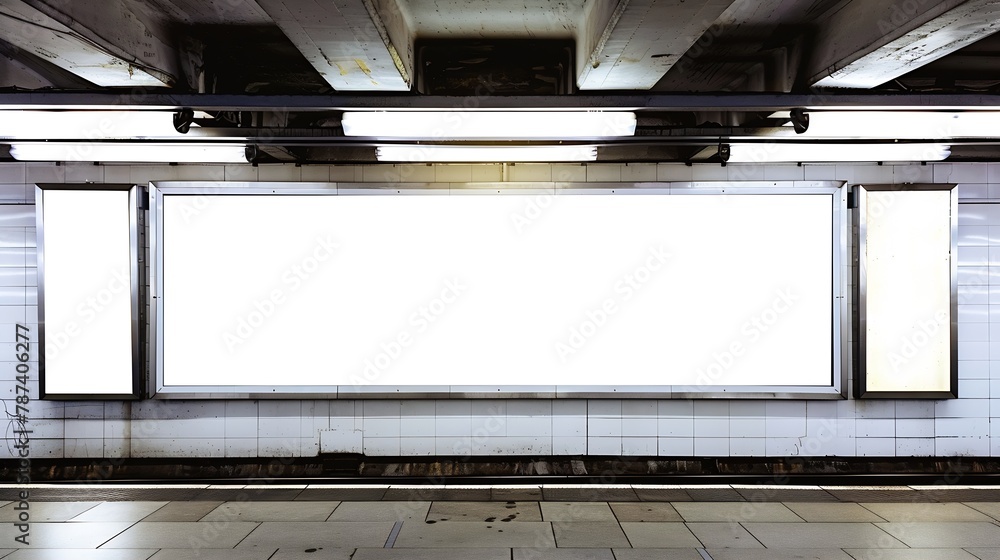 Aufkleber Billboard in subway white background : Generative AI