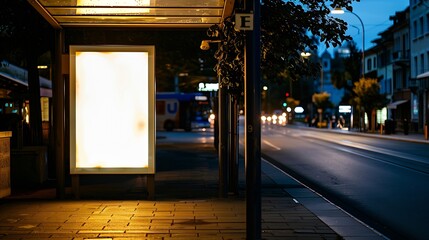 Portrait format billboard at a bus stop in Lugano Ticino Switzerland : Generative AI