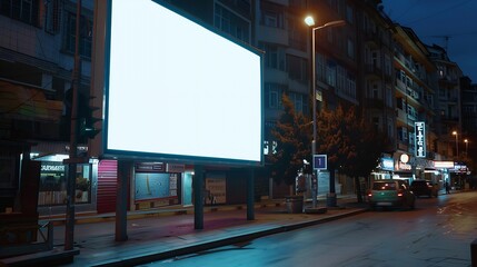 Blank billboard on street Istanbul TURKEY : Generative AI