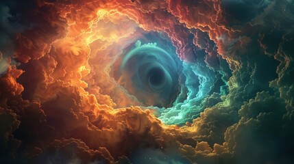 A swirling fingerprint composed of vibrant nebula clouds, radiating a soft light.
