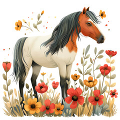 simple ki art painting of horse