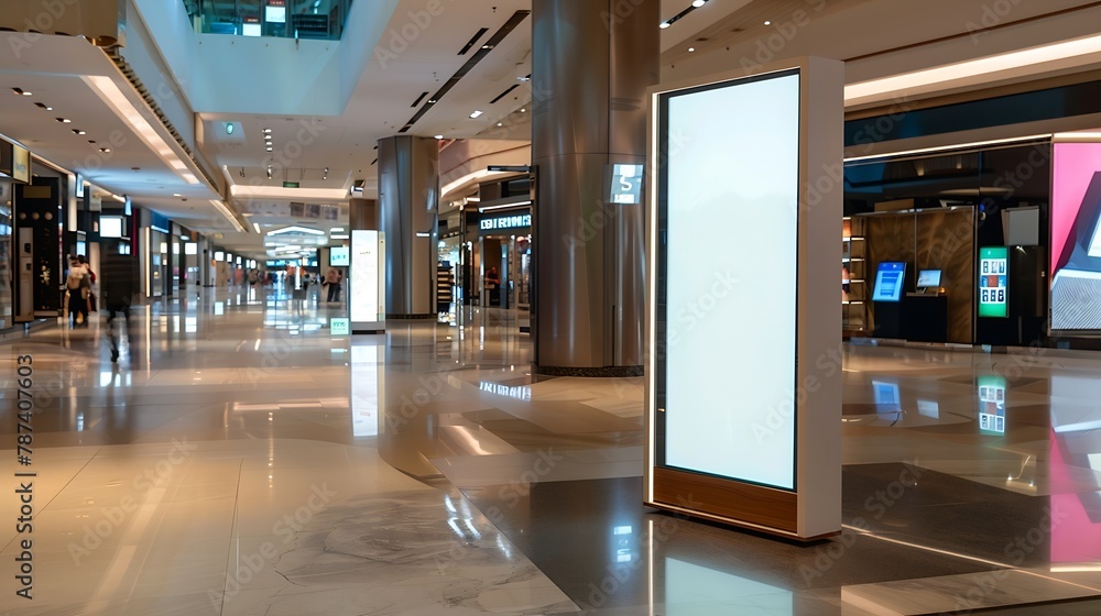 Poster mockup standalone big screen info kiosk digital media with blank white screen modern panel display s