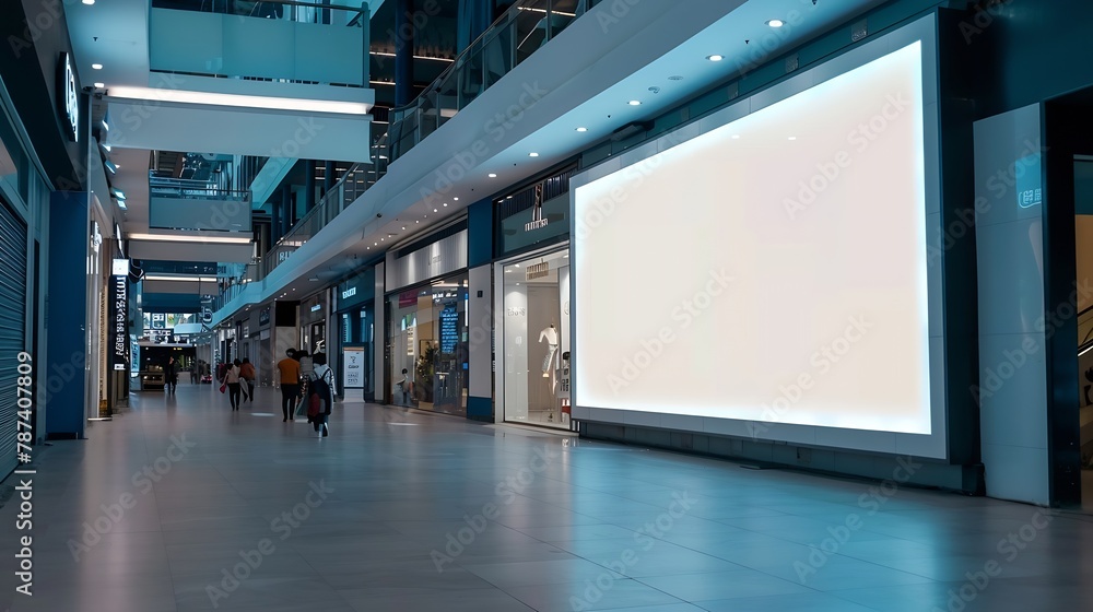 Aufkleber big horizontal billboard banner signage mock up display in the shopping center : generative ai