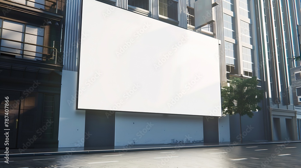 Aufkleber blank white billboard instead showcase on the building mock up 3d render : generative ai