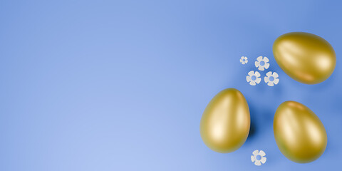 Happy Ukrainian Easter, decorated Eggs on yellow background. Happy Easter concept. 3d render.